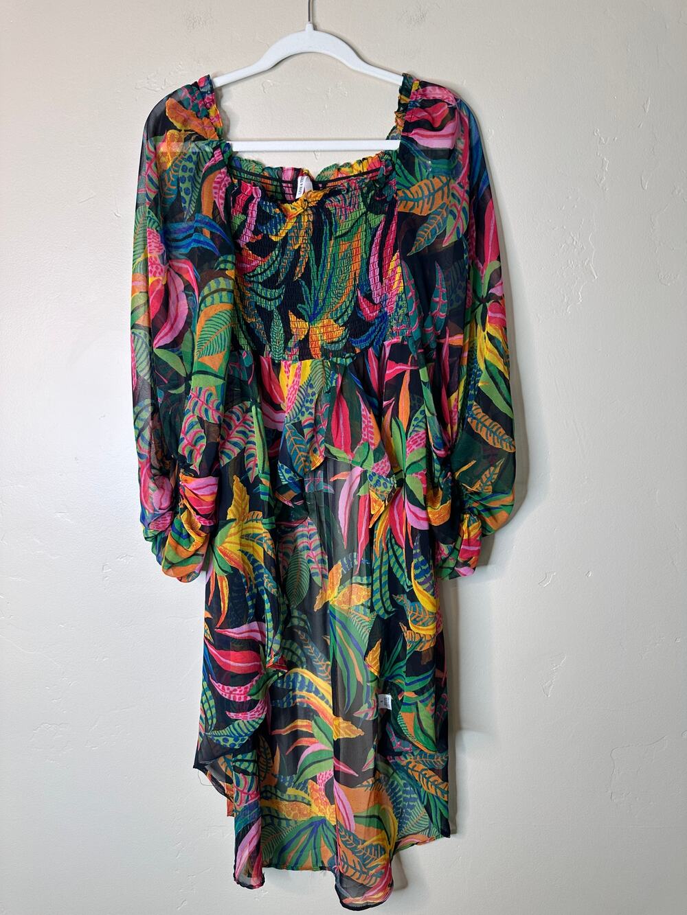 NWT Boutique Sheer tropical Dress Coverup Small